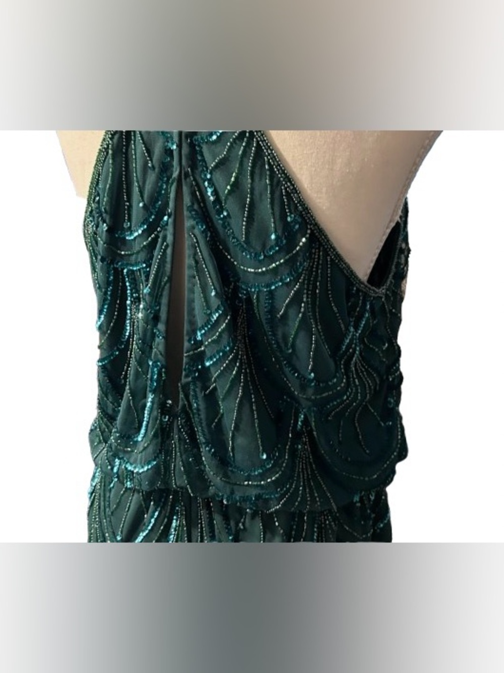 NWT Shorts Romper Beaded Dark Green ANGIE Illusion Sheer Sparkly New Shorts - Picture 7 of 16